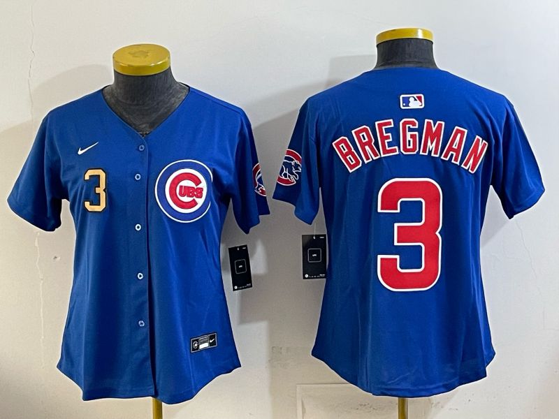 Women 2026 Chicago Cubs #3 Bregman Blue Game Nike MLB Jersey style 003